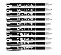 BALOTTI Lot de 10 Stylos personnalisables avec Nom Gravé, Stylo personnalisé mariage entreprise société métal (Noir)