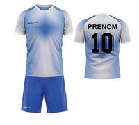 BALOTTI Maillot + Short de Foot Enfant Personnalisé avec prénom et numéro T-Shirts Shorts Ensemble 2 Pièces Maillot Foot (Bleu Blanc)