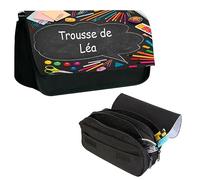 BALOTTI Trousse à Crayons, feutres Personnalisable pour Enfants garçons, Filles 3 Compartiments, prénom nom, Grande capacité Fourniture Scolaire école avec Fermeture éclair (Fournitures)