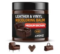 Balsam Rénovateur Cuir - Kit Réparation de Rayures & Restauration Couleur pour Cuir Décoloré, Canapés en Cuir et Sièges Auto - pour Meubles, Intérieur Auto, Vinyle et Accessoires en Cuir (Brun moyen)