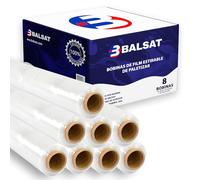 Balsat Lot de 8 bobines de film étirable à palettiser Noir ou transparent Qualité professionnelle Largeur de bobine 50 cm 23 My Transparent