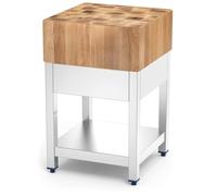 BALSAT Tage de boucher professionnel, acier inoxydable et bois de boucher de coupe de boucher Table en acier pour boucher pour boucher durable, professionnel avec registre sanitaire