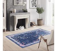 BALTA Tapis Design Contemporain Imprimé Vintage Bleu Marine, Tapis Interieur pour Le Salon la Chambre, Tapis 160x230 cm, Tissage mécanique, 100% Polyester, 160x230 cm, Bleu Marine