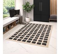 BALTA Tapis Salon, Tapis Contemporain Motif Damier, Tissage mécanique à Poils Courts, Tapis Intérieur pour Le Salon - la Chambre, Facile d'entretien, Polypropylène, 160x230 cm, Noir - Crème