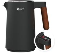BALTER Bouilloire en acier inoxydable avec réglage de la température, 40 °C à 100 °C, double paroi, sans BPA, silencieuse et sans fil, bouilloire avec choix de température, 1,5 l, 2200 W, blanche