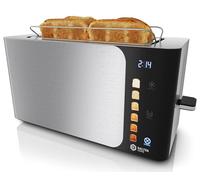 Balter Grille pain 4 tranches, Toaster, Commande Tactile, 1500W, Longues Fentes, Inox, Chauffe-viennoiseries, Écran LCD, Fonction Décongélation, Centrage du Pain