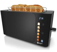 Balter Grille pain 4 tranches, Toaster, Commande Tactile, 1500W, Longues Fentes, Inox, Chauffe-viennoiseries, Écran LCD, Fonction Décongélation, Centrage du Pain, Noir
