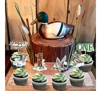 Balterever canard chasse 1er anniversaire décoration canard Cupcake tops un canard chanceux décoration d'anniversaire canard thème table décoration happy birthday cake tops Mallard Duck