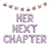Balterever Décorations de fête « Her Next Chapter » - Bannière et ballons violets en aluminium pour décoration de fête prénuptiale - Ballons en forme de lettres de 40,6 cm pour intérieur et extérieur
