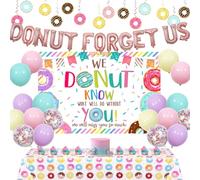 Balterever Donut Forget Us Away Décoration de fête « We Donut Know What We Will Do Without You » Toile de fond Donut Forget Us Ballons Bannière Donut à suspendre pour fête d'adieu à la retraite