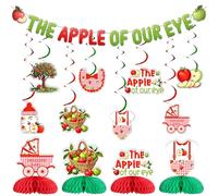Balterever Ensemble de décorations de fête prénatale « Apple of Our Eye » avec tourbillons suspendus et centres de table en nid d'abeille pour automne, fête prénatale, entrée, décoration intérieure ou