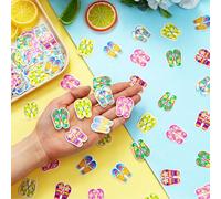 Balterever Lot de 200 tongs colorées avec confettis pour fête à thème de piscine, décorations de table hawaïennes pour pantoufles, plage, fête prénatale, 1er, 2e, 3e
