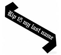 Balterever RIP To My Last Name Écharpe gothique noire et blanche pour enterrement de vie de jeune fille, fêtes de mariage et célébrations de dernier vol