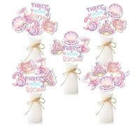 Balterever Trois centres de table en forme de sirène sous la mer pour 3e anniversaire - Décorations de table pour 3e anniversaire - Décorations de table sous-marine pour filles - Fournitures de