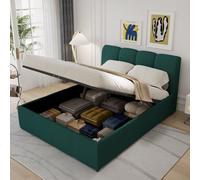 Baltimore lit coffre style nuage led 160x200cm velours vert