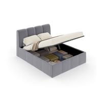 BALTIMORE - Lit nuage coffre 160x200cm velours gris