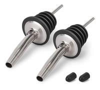 BALTRE 2 Bec Verseur Alcool Inoxydable, Bec Verseur Rapide Pour,Bec Verseur Huile D'olive, Bouchon huile d'olive, Adapté aux Goulots de bouteilles d'environ 3/4",Vin,Liqueur,Cocktails,Vinaigre