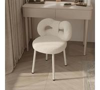 Balurukt Tabouret de coiffeuse rose avec dossier en nœud, siège en velours, chaise de coiffeuse pour filles, blanche