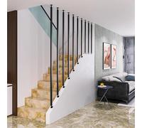 Balustrade d'escalier noire en fer forgé en forme de I pour couloir, lofts et poteaux de protection