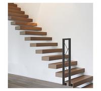 Balustre d'escalier antidérapant en forme de U pour personnes âgées et enfants - 80 cm en fer forgé avec support latéral pour maison, hôtel, villa, loft et couloir - Kit de balustrade décorative (noir