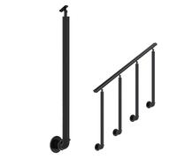 Balustre réglable en fer forgé noir avec équerres de 0° et 270° - Poteaux d'escalier ronds de 65 cm avec vis métalliques - Support latéral monté sur le côté