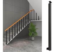 Balustres de Garde-Corps Métalliques Réglables À 270°,Main Courante Carrés À Montage Latéral avec Base de Support Plat et Kits de Vis,Rampe D'escalier pour Terrasse Porc(Size:110cm/43.3in,Color:Noir)
