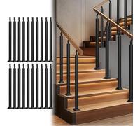 Balustres de terrasse en fer forgé noir de 109 cm (43 po) - Lot de 20 balustres creux à simple articulation pour escalier, parfaits pour la modification d'escaliers extérieurs et la décorati
