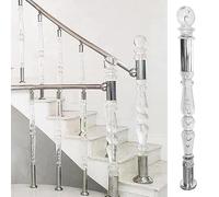 Balustres de terrasse pour escaliers, Poteau en acrylique for balustres d'escalier avec base acier inoxydable multicolore 115-125 cm(Silver,115 cm(45 1/4"))