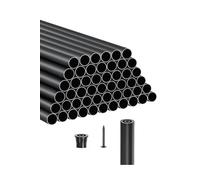 VEVOR Balustres d'Escalier, Lot de 51, Barreaux de Sécurité Garde-corps Aluminium 19x660 mm, Tige Ronde Creuse Métal, Embouts de Rail et Vis, Barres Rampe pour Escaliers, Porche, Patio, Clôture, Noir