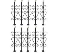 Balustres d'escalier en acier inoxydable, tiges à fleurs noires mates réglables à 270° avec base de support plate(10 PCS Black H 86 Cm/33.9 in)