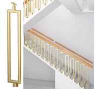 Balustres d'escalier en métal noir - Design simple rectangulaire creux - Poteau de broche Guardra Raing monté sur le côté - Finition dorée, 75 cm de hauteur - Durable et élégant