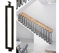 Balustres d'escalier en métal noir - Design simple rectangulaire creux pour montage latéral, broches de 75 cm de haut, poteau Guardra durable, décoration moderne