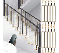 Balustres d'escalier en métal noir et doré - Barreaux creux rectangulaires en aluminium durable avec supports réglables(Rectangle Type,10pack)