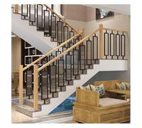 Balustres D'escalier en Métal, Poteau De Garde-Corps Rectangulaire, Balustrades en Fer Forgé Et Verre Trempé Angle Réglable pour Vérandas Et Terrasses(Black-95cm(37.4"),1PCS)