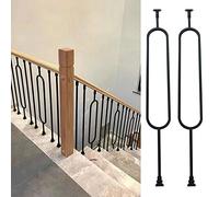 balustres d'escalier, Rambarde d'escalier ovale creuse avec kit de vis, main courante carrée résistante aux intempéries, balustres verticaux à fixation au sol(2 Pack,H 110cm/43.2 in)