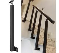 Balustres d'escalier réglables en acier avec supports - Poteau de garde-corps en métal noir for terrasse, porche, intérieur/extérieur(95cm/37.4in Black 5pack)