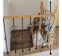 Balustres d'escalier rustiques en fer - Ensemble de balustrades en fer coupables avec panier et design de défilement pour escaliers intérieurs - Améliore la décoration et la sécurité de la maison