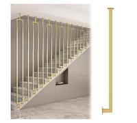 Balustres garde corps escalier Balustres D'escalier Dorés Personnalisables, Marqueaux D'escalier Universels En Métal, Du Sol Au Plafond En Fer(Style A,94inch/239cm)