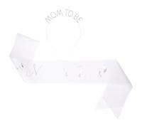 Baluue 1 écharpe Mom to Be avec serre-tête - Décoration de douche réglable - Blanc - Pour futures mamans