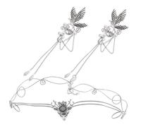 Baluue 1 Jeu boucle d'oreille non perçante couronne d'elfe bandeau de mariage halloween haloween boucles d'oreilles à la mode pour filles boucles d'oreilles pour femmes alliage Silver