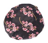 Baluue 1 Pc bonnet de nuit en satin bonnet de cheveux en soie chapeau de sommeil chapeau de filles bonnet pour dormir bonnet de nuit rond chapeau de nuit satin rond bonnet en satin Black