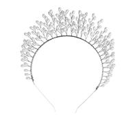 Baluue 1 Pc couronne de perles bandeaux avec perles bandeaux pour femmes bandeau brodé mode hair charms hair toppers couvre-chef de couronne de mariage diadème de mariage alliage Silver