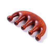 Baluue 1 pièce Peigne de Padauk Naturel Portable à Cinq Dents Outil de Coiffure pour Maison avec Design à Perles Ronde pour Types de Cheveux Rouge