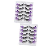 Baluue 10 Paires Faux Cils Colorés Bande De Cils De Pompe à Pour Les Mains Cils De Manga Cils De Couleur Faux Cils D'halloween Demi-cils Imitation Violet,mauve