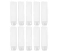 Baluue 10 Pièces Flacon de Voyage en Plastique Blanc 30 Ml avec Bouchon à Rabat, Format Approuvé pour Avion, Bouteille Rechargeable Portable pour Dentifrice et Liquides