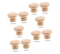Baluue 10 pièces Lot Poignées Meuble Bois Massif Rondes Vintage Boutons Tiroir Porte Cuisine Chambre Style Européen Naturel sans Vernis Installation Facile avec Vis Grip Confortable