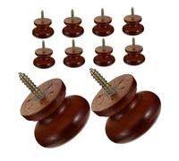 Baluue 10 pièces Poignée Tiroir Ronde Bois Massif Bouton de Meuble Auto-perceur pour Armoire Commode et Placard Poignée Simple Trou Ergonomique pour Portes