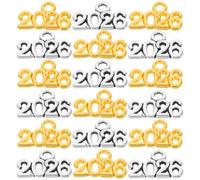 Baluue 100 Breloques Pendentifs 2026 en Alliage Métal Argenté et Doré Accessoires DIY pour Création Bijoux Colliers Bracelets Porte-Clés Décoration Nouvel An 2026 Lot 100 Pièces