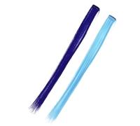Baluue 10pièces Extensions De Cheveux à Clip Colorées Accessoires De Coiffure Droits Cheveux Synthétiques Dégradé Bleu Et Menthe