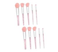 Baluue 10pièces Pinceau De Maquillage Professionnel Pinceau à Fond Poudre Et Sourcils Pour Femmes Poignée Transparente Et Douces Paillettes Roses